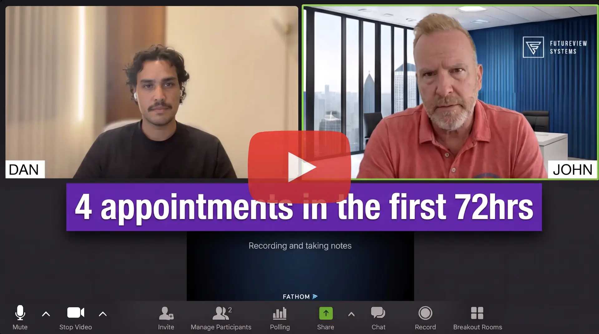 Client call recording: 4 appointments in the first 72hrs